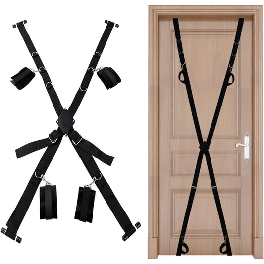 Sangles de Contrainte BDSM en Croix pour Porte