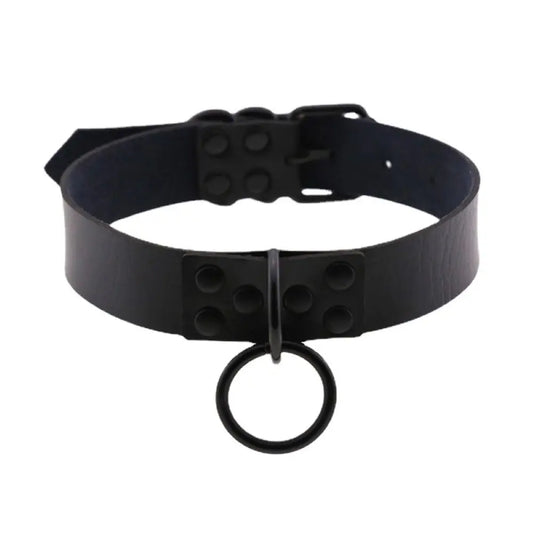 Collier BDSM Noir avec Anneau