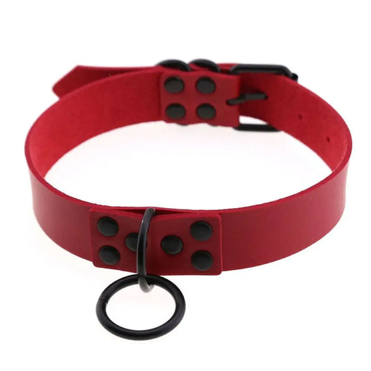 Collier BDSM Rouge avec Anneau