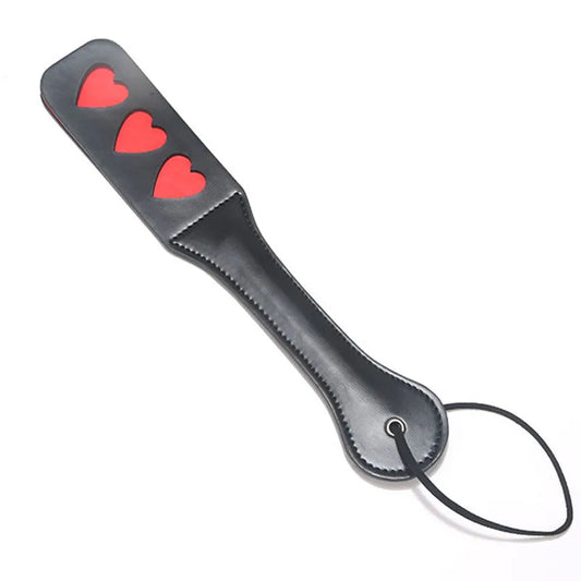 Paddle BDSM Marquage Cœurs - Noir et Rouge